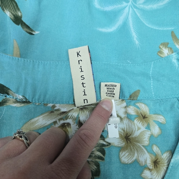 SUNNY ISLAND | Vintage Hawaiian Sleeveless Blouse in Turquoise sz 2XL - Picture 4 of 6